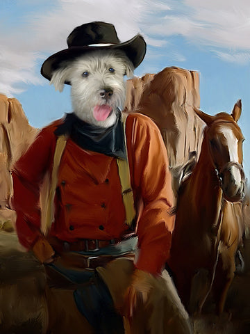 Custom Cowboy Pet Portrait, Funny Western Cowgirl Pet Lover Gift