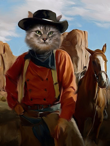 Custom Cowboy Pet Portrait, Funny Western Cowgirl Pet Lover Gift