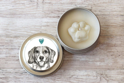 Beagle Christmas Gifts, Paw Print Soy Candle