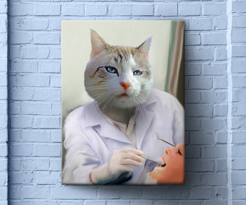 Doctor Surgeon Pet Painting, Custom Pet Portrait, Medical