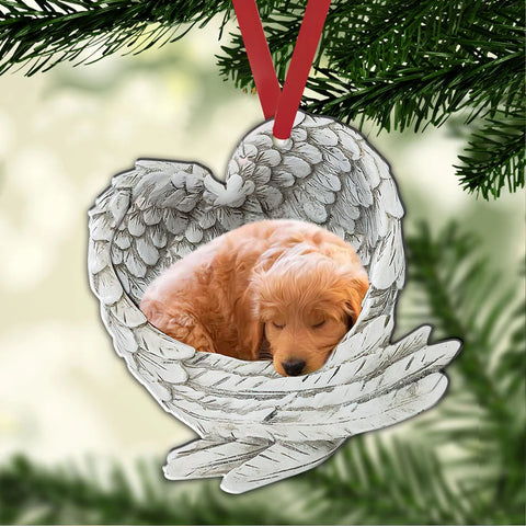 Goldendoodle Golden Doodle Sleeping Angel Wing - Memorial Dog Pet Lover Keychain Ring Holder Kit