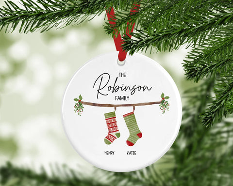 Personalized Family Stocking Christmas Decoration - Christmas Bauble
