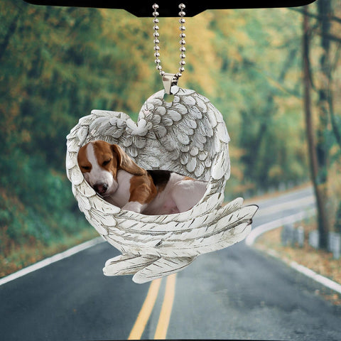 Custom Photo Dog Sleeping Angel Wing Flat 2D - Memorial Pet Lover Rear View Mirror Car Accessories