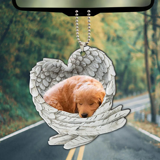 Goldendoodle Golden Doodle Sleeping Angel Wing - Memorial Dog Pet Lover Keychain Ring Holder Kit