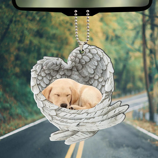 Labrador Retriever Sleeping Angel Wing - Memorial Dog Pet Lover Keychain Ring Holder Kit