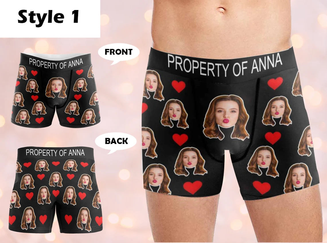 Custom Face Boxers with Name, Peronalized Underwear with Photo