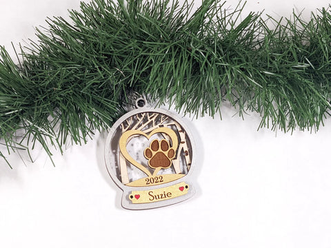 Dog Ornament Snowglobe - Personalized Engraved Ornament