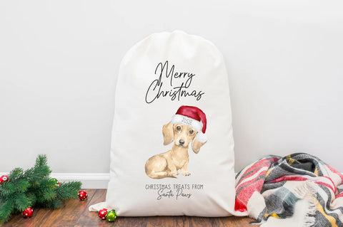 Personalized Dachshund Christmas Treat Bag - Dog Christmas Treat Bag