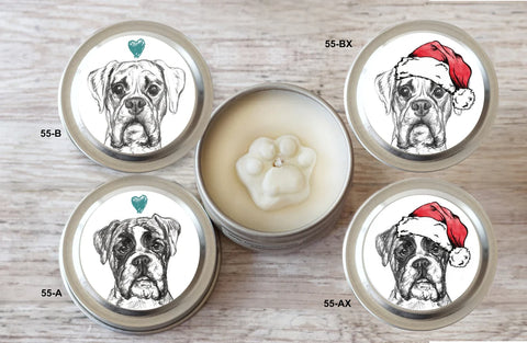 Boxer Christmas Gifts, Paw Print Soy Candle