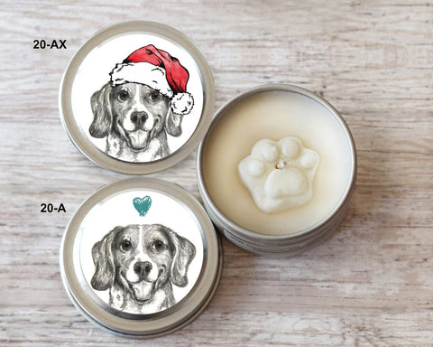 Beagle Christmas Gifts, Paw Print Soy Candle
