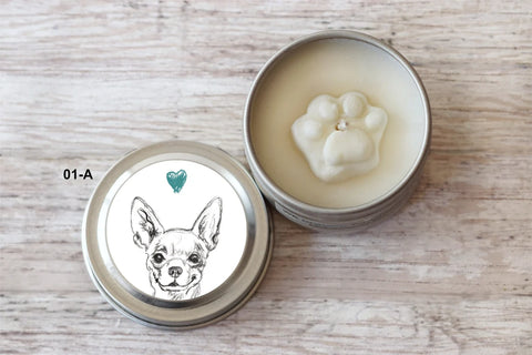 Chihuahua Christmas Gifts Paw Print Soy Candle