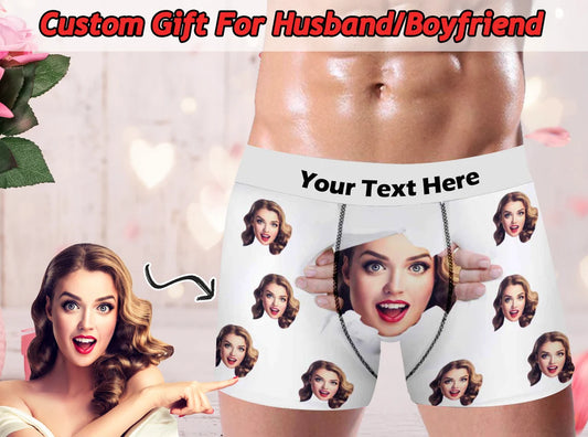 Custom Face Boxers for Man - Peronalized Underwear with Text