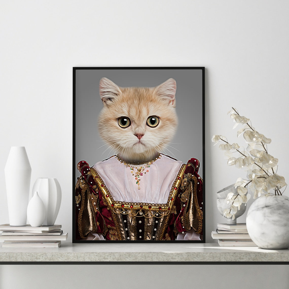 Princess Cat Portrait Wall Art Print - Custom Cat Portrait