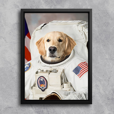 Custom Astronaut Pet Portrait, Custom Halloween Dog Portrait Space Wall Art