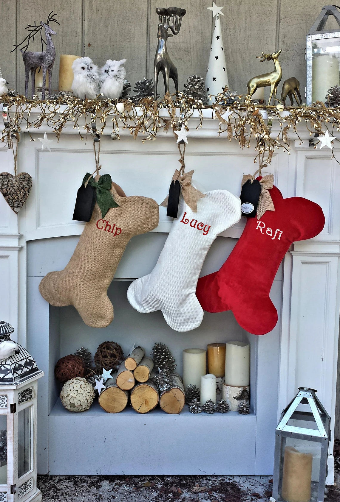 Dog Bone Christmas Stockings - Christmas Decor