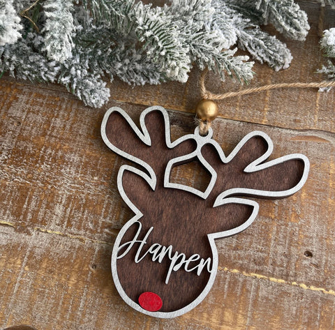 Custom 3D Stocking Tag - Personalized Reindeer Stocking Tag