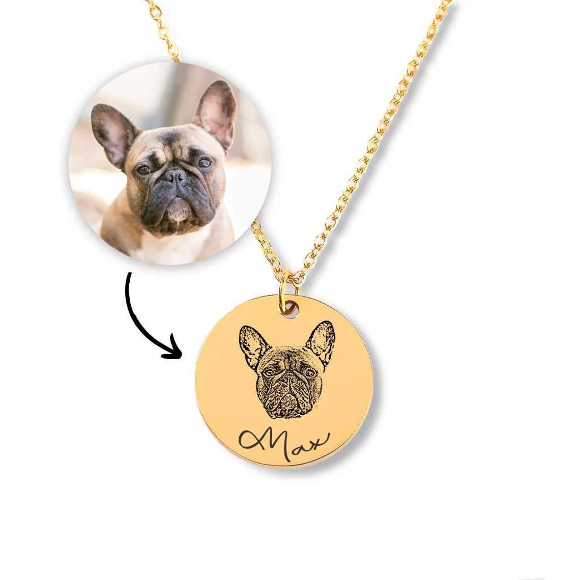 Custom Pet Portrait Engraved Necklace - Pet Memorial Necklace