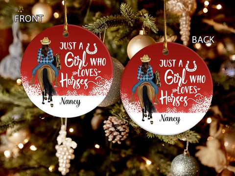 Just A Girl Who Loves Horses Personalized Ornament - Pet Christmas Ornament