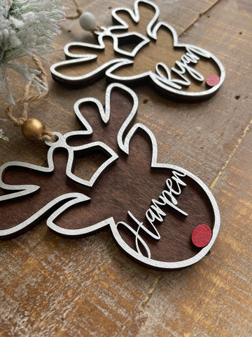 Custom 3D Stocking Tag - Personalized Reindeer Stocking Tag
