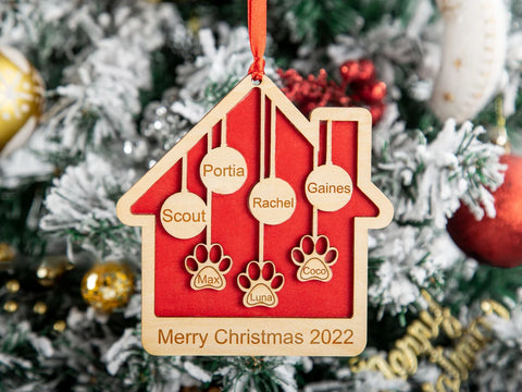 Custom People & Paw Print Christmas Ornament - Dog Christmas Ornament