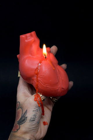 Blood Red Heart Candle - Halloween Party Decorations