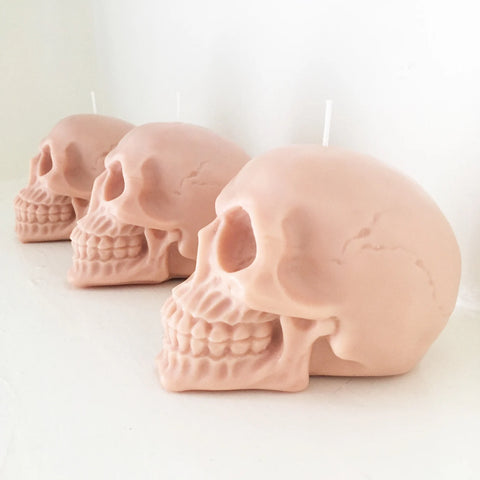 Pastel Halloween Skull Candle - Halloween Decor Candles