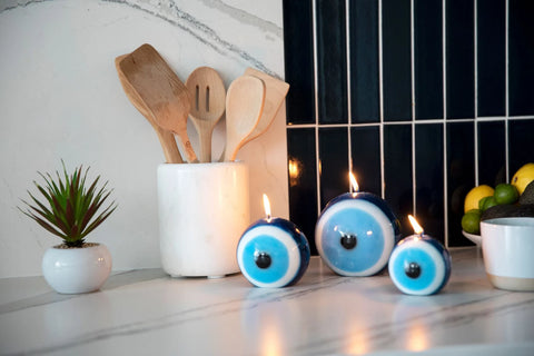 Blue Evil Eye Candles - Halloween Party Decorations