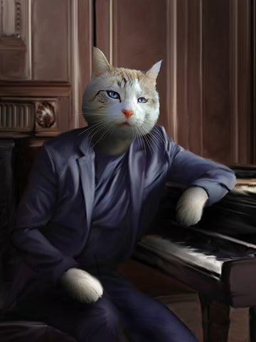 The Pianist, Custom Dog Portrait, Pet Portrait Royal