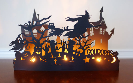 Halloween Candle Box - Wood Halloween Decoration
