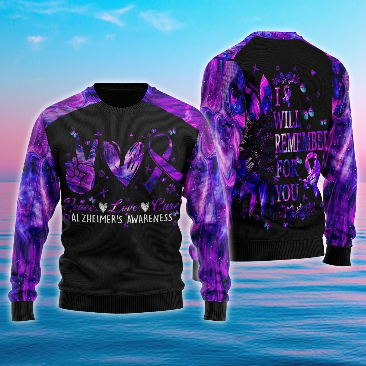 I'll Remember For You Purple Heart Ugly Sweater - TG1021DT