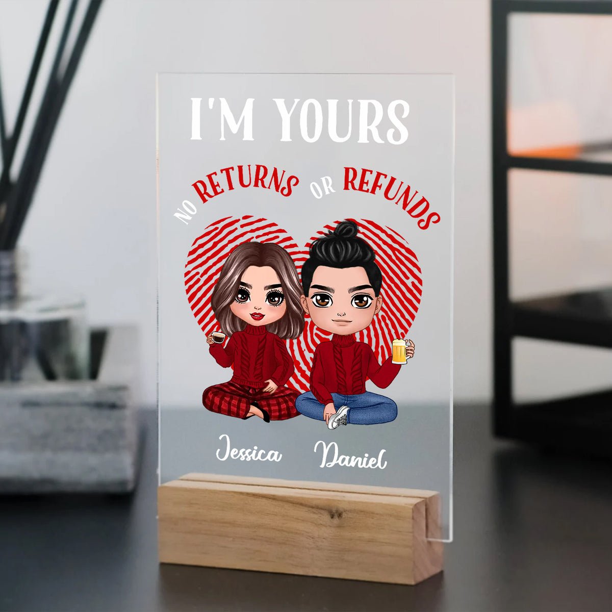 I'm Yours No Returns Or Refunds Doll Couple - Personalized Acrylic Plaque