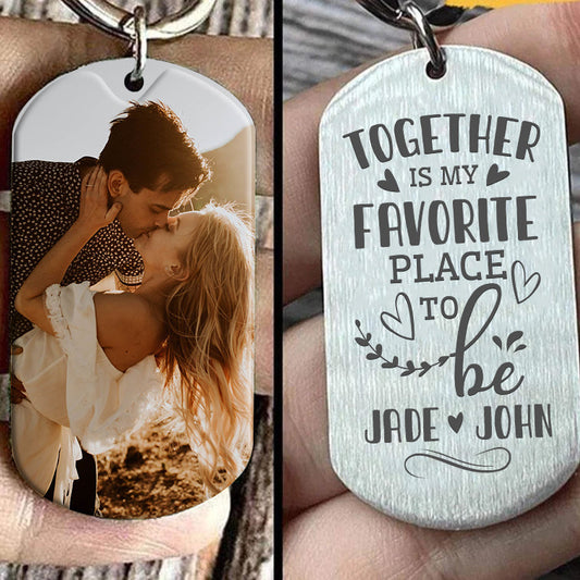 Personalized Photo Together Is My Favorite Place To Be Keychain - Best Gift for Valentine's Day