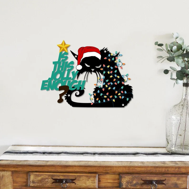 Funny Grumpy Cat Is This Jolly Metal Sign Christmas Cat Metal Sign