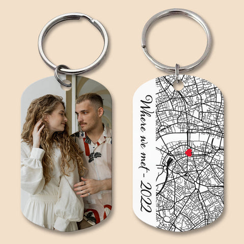 Personalized Special Place Map Photo Keychain - Gift for Valentine's Day