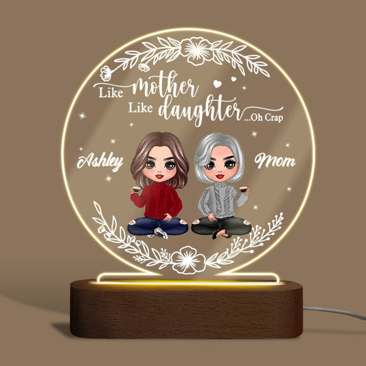 Like Mother Like Daughter - Personalized Round Acrylic LED Lamp - Best Gift For Mother