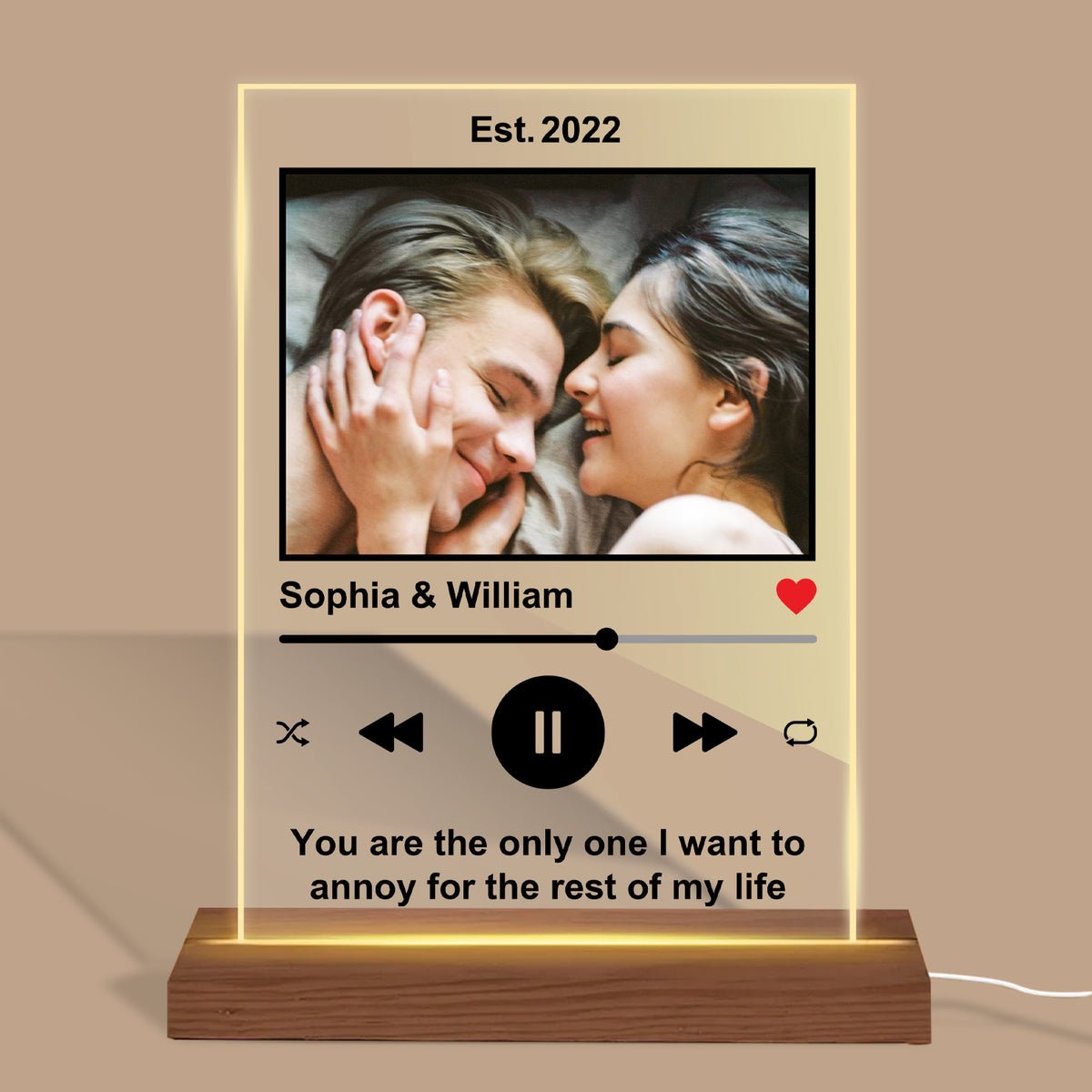 Love Song - Personalized Acrylic Plaque LED Lamp - Best Gift For Couple