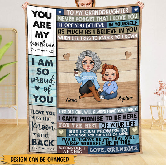 To My Granddaughter - You Are My Sunshine - Personalized Blanket - Best Gift For Granddaughter