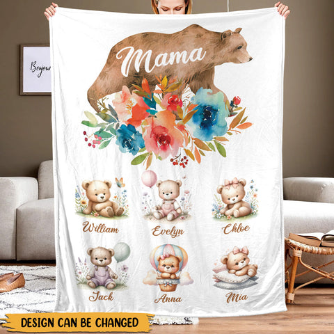 Mama Bear Cute - Personalized Blanket - Best Gift For Mother