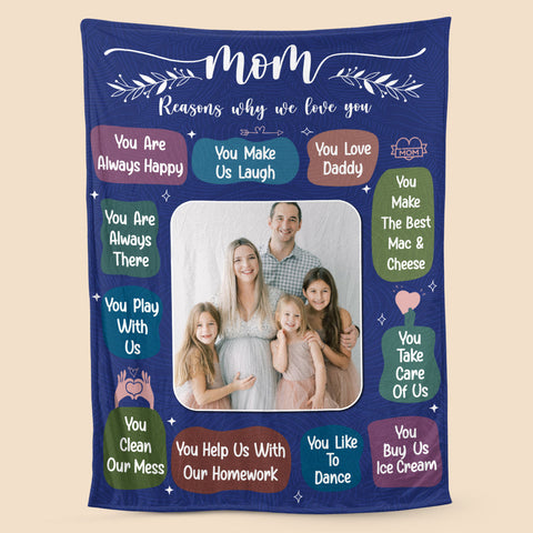 Mom Reasons Why We Love You - Personalized Blanket - Best Gift For Mother, Grandma