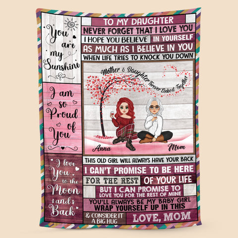 To My Daughter - Mother & Daughter Forever Linked Together - Personalized Blanket - Best Gift For Daughter, Granddaughter