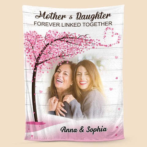 Mother & Daughters Love Tree Photo - Personalized Blanket - Best Gift For Mother
