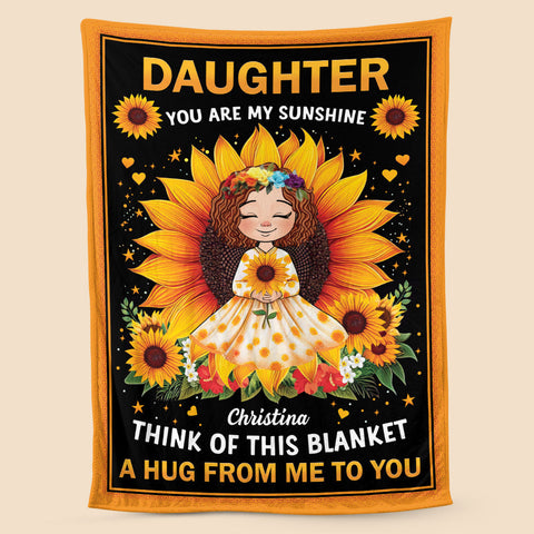 Daughter You Are My Sunshine Chibi - Personalized Blanket - Meaningful Gift For Birthday