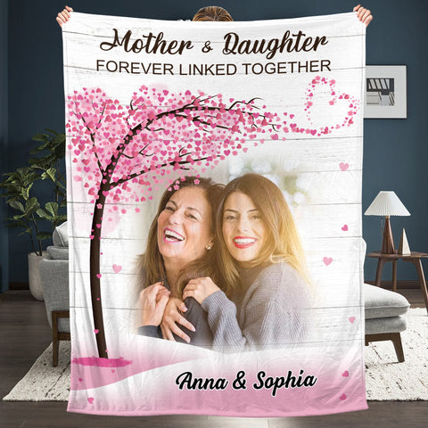 Mother & Daughters Love Tree Photo - Personalized Blanket - Best Gift For Mother
