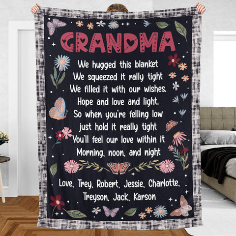 Grandma We Hugged This Blanket - Personalized Blanket - Best Gift For Mother, Grandma