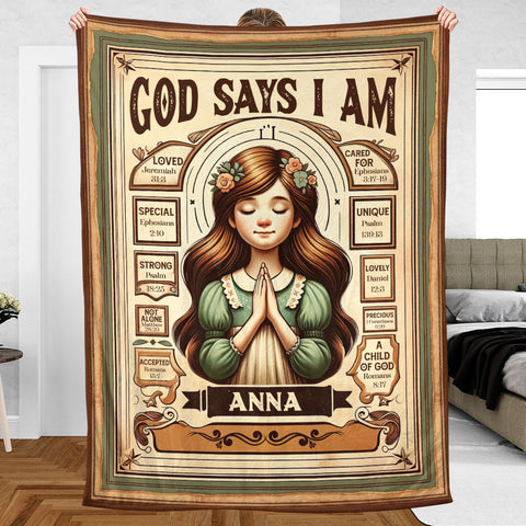 God Says I Am Classic (Custom Name) - Personalized Blanket - Meaningful Gift For Birthday