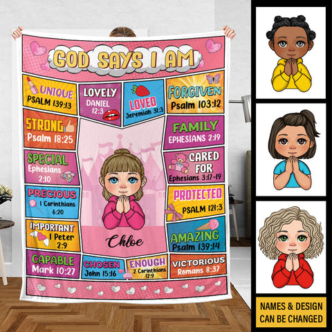 God Says I Am (Comic Ver) - Personalized Blanket - Meaningful Gift For Birthday
