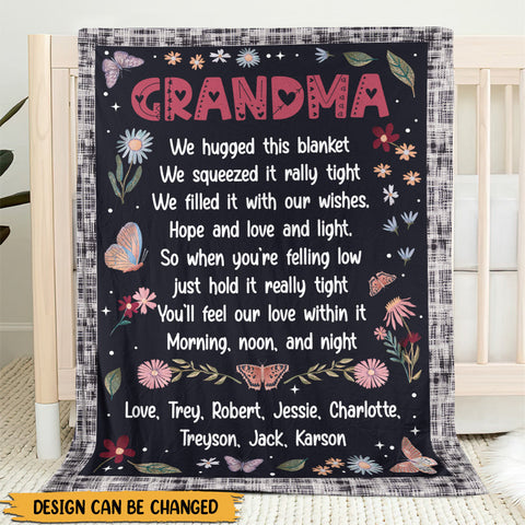 Grandma We Hugged This Blanket - Personalized Blanket - Best Gift For Mother, Grandma