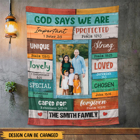 God Says We Are Family Photo (Version 2) - Personalized Blanket - Meaningful Gift For Birthday