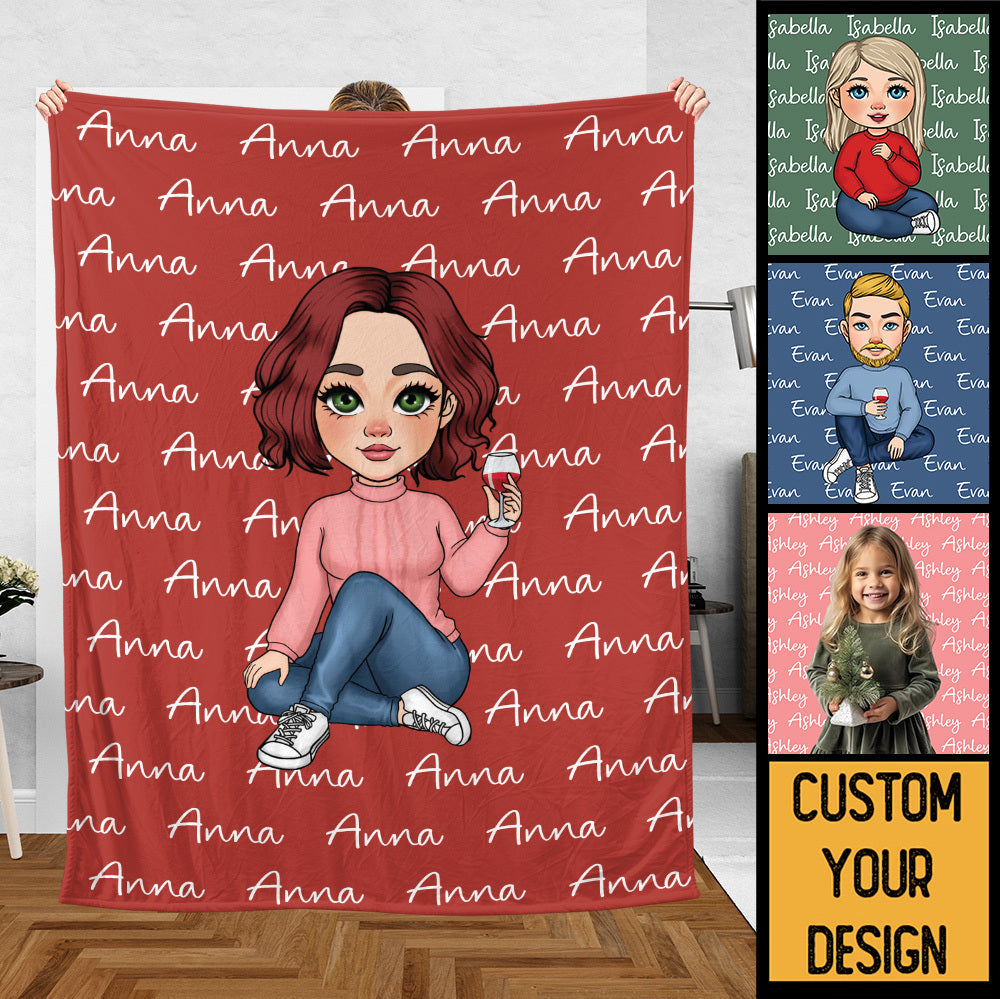 Name & Portrait - Personalized Blanket - Meaningful Gift For Birthday