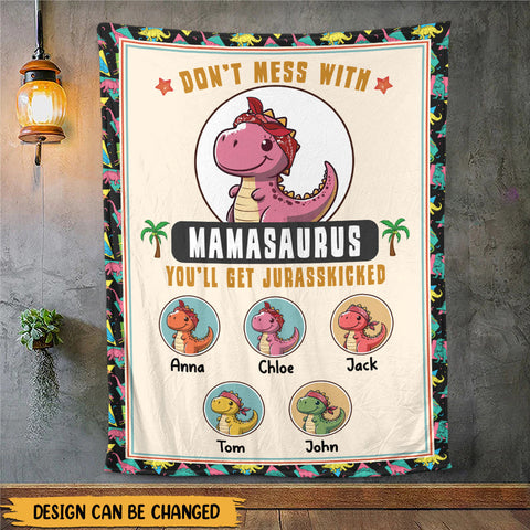 Don't Mess With Mamasaurus - Personalized Blanket - Best Gift For Mother